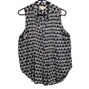 Maeve Anthropologie Pleated Blouse Sleeveless Multicolor